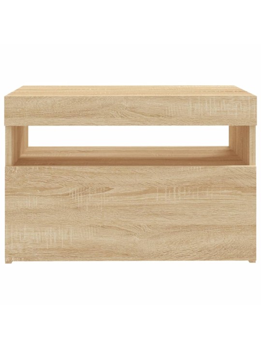 Tv galdiņš ar led lampiņām, ozolkoka krāsā, 60x35x40 cm