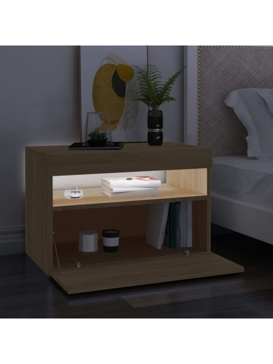 Tv plaukti ar led lampiņām, 2 gab., 60x35x40 cm, ozolkoka krāsā