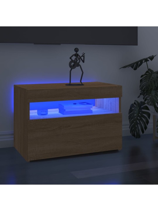 Tv plaukti ar led lampiņām, 2 gab., 60x35x40 cm, ozolkoka krāsā