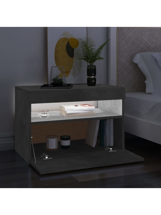 Tv galdiņš ar led lampiņām, 60x35x40 cm, betona pelēks