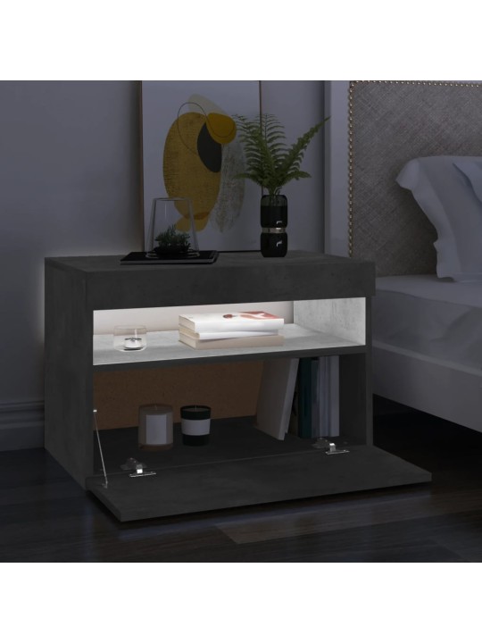 Tv galdiņi ar led lampiņām, 2 gab., 60x35x40 cm, betona pelēki