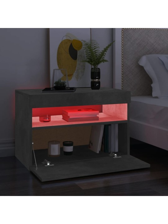 Tv galdiņi ar led lampiņām, 2 gab., 60x35x40 cm, betona pelēki