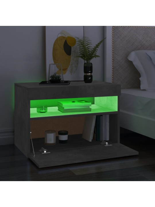 Tv galdiņi ar led lampiņām, 2 gab., 60x35x40 cm, betona pelēki
