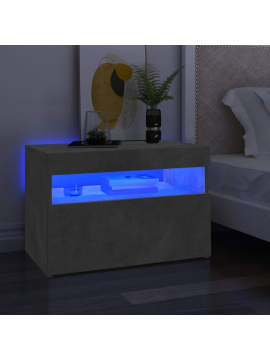 Tv galdiņi ar led lampiņām, 2 gab., 60x35x40 cm, betona pelēki