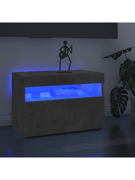 Tv galdiņi ar led lampiņām, 2 gab., 60x35x40 cm, betona pelēki