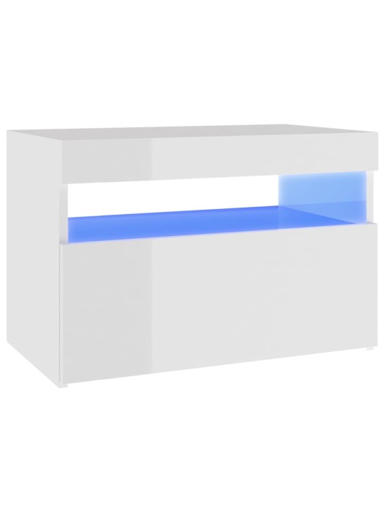 Tv galdiņš ar led lampiņām, 60x35x40 cm, spīdīgi balts
