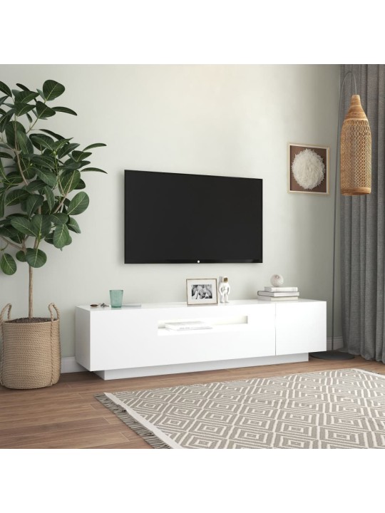 Tv galdiņš ar led apgaismojumu, 160x35x40 cm, balts