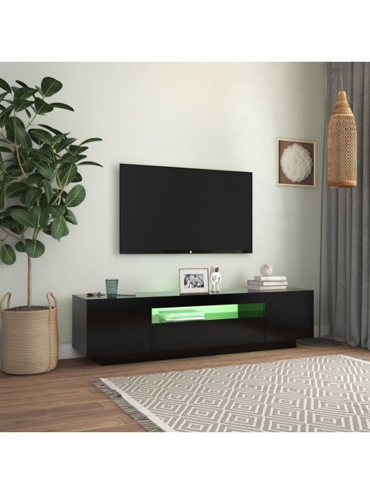 Tv skapītis ar led apgaismojumu, 160x35x40 cm, melns