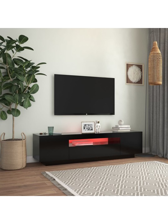 Tv skapītis ar led apgaismojumu, 160x35x40 cm, melns