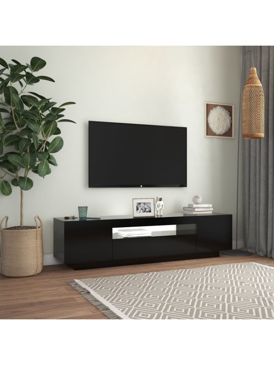 Tv skapītis ar led apgaismojumu, 160x35x40 cm, melns