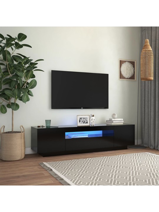 Tv skapītis ar led apgaismojumu, 160x35x40 cm, melns