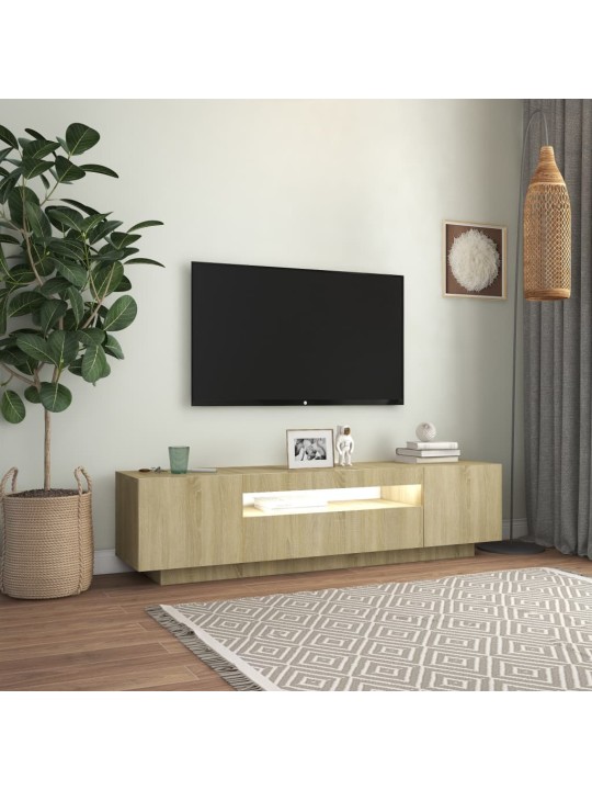 Tv skapītis ar led lampiņām, 160x35x40 cm, ozolkoka krāsa