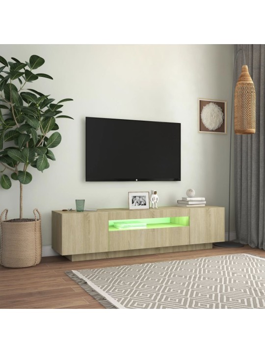 Tv skapītis ar led lampiņām, 160x35x40 cm, ozolkoka krāsa