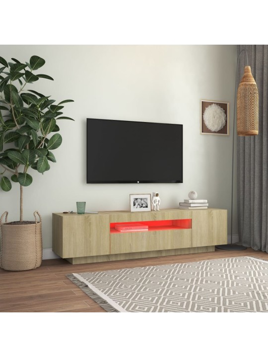 Tv skapītis ar led lampiņām, 160x35x40 cm, ozolkoka krāsa