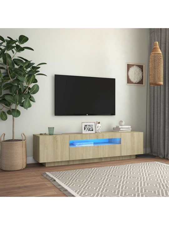 Tv skapītis ar led lampiņām, 160x35x40 cm, ozolkoka krāsa
