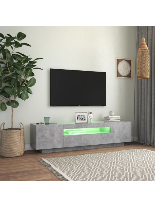 Tv skapītis ar led lampiņām, 160x35x40 cm, betona pelēks