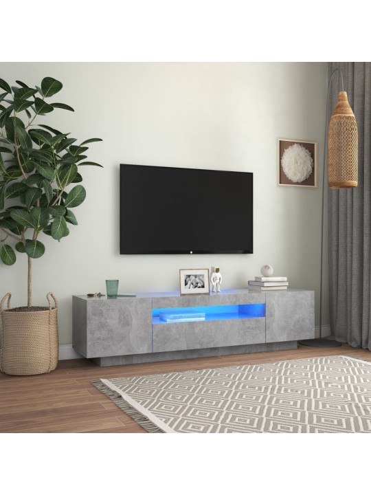 Tv skapītis ar led lampiņām, 160x35x40 cm, betona pelēks