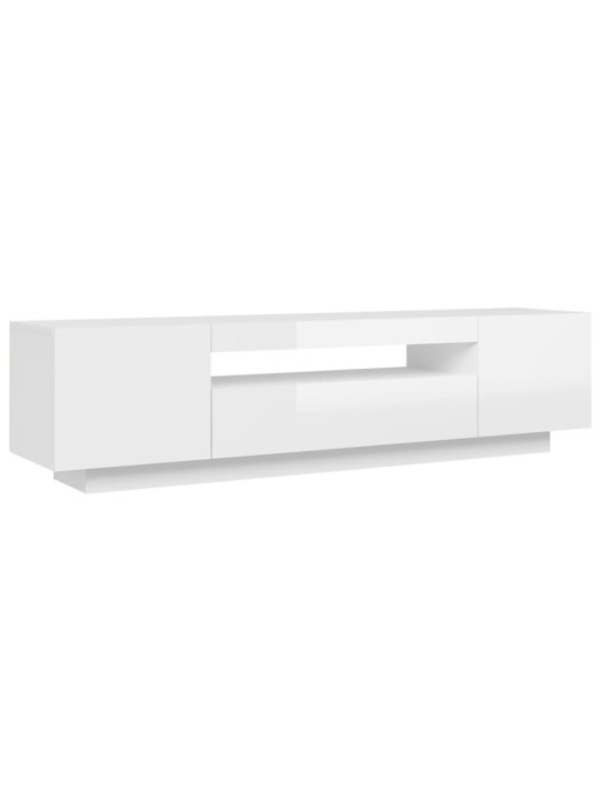 Tv skapītis ar led lampiņām, 160x35x40 cm, spīdīgi balts