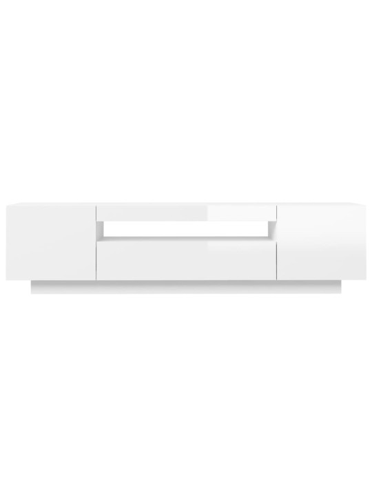 Tv skapītis ar led lampiņām, 160x35x40 cm, spīdīgi balts