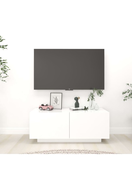 Tv skapītis, balts, 100x35x40 cm, inženierijas koks