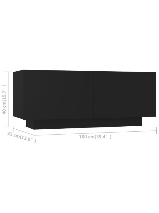 Tv skapītis, melns, 100x35x40 cm, inženierijas koks