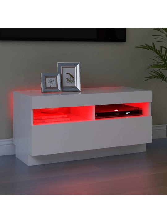 Tv skapītis ar led lampiņām, 80x35x40 cm, balts