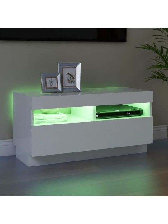 Tv skapītis ar led lampiņām, 80x35x40 cm, balts