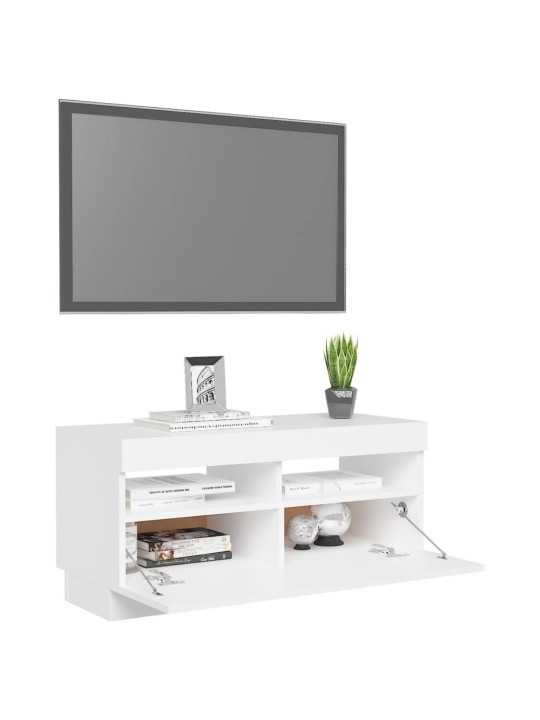 Tv skapītis ar led lampiņām, 80x35x40 cm, balts