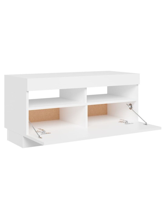Tv skapītis ar led lampiņām, 80x35x40 cm, balts