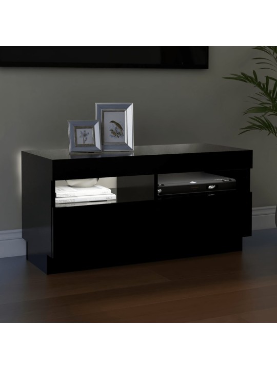 Tv skapītis ar led lampiņām, 80x35x40 cm, melns
