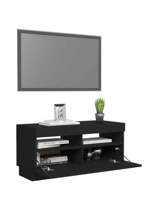 Tv skapītis ar led lampiņām, 80x35x40 cm, melns
