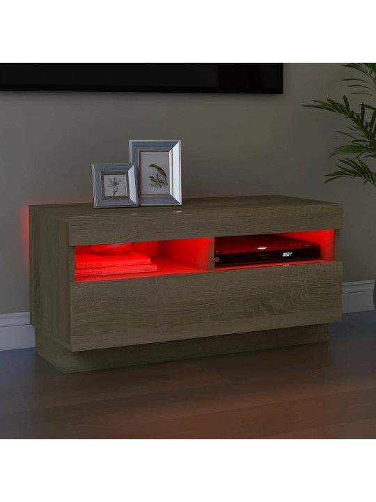 Tv skapītis ar led lampiņām, 80x35x40 cm, ozolkoka krāsā
