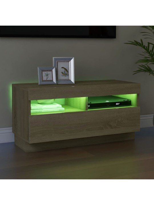 Tv skapītis ar led lampiņām, 80x35x40 cm, ozolkoka krāsā