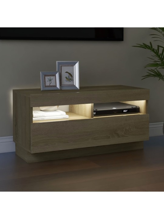 Tv skapītis ar led lampiņām, 80x35x40 cm, ozolkoka krāsā