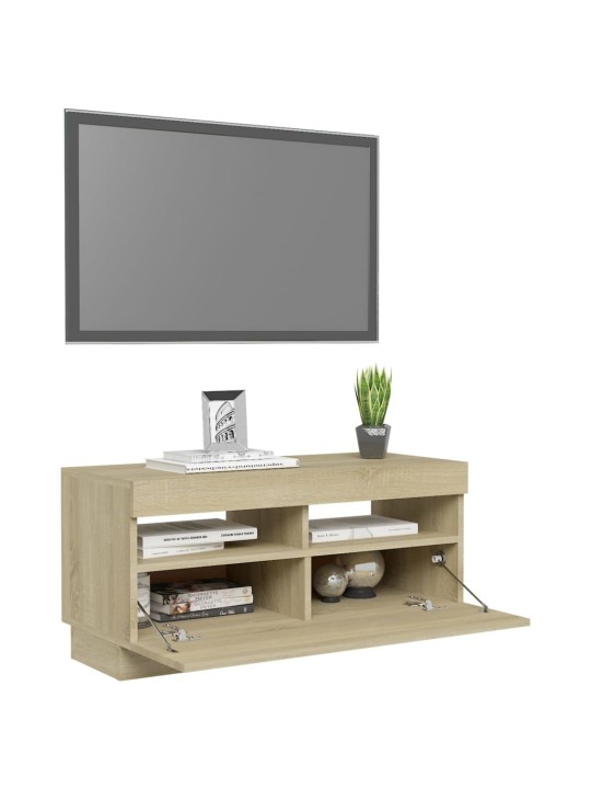 Tv skapītis ar led lampiņām, 80x35x40 cm, ozolkoka krāsā