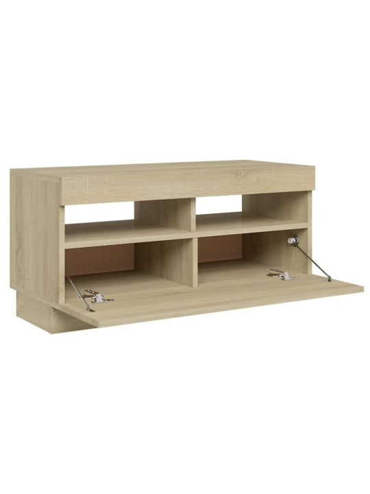 Tv skapītis ar led lampiņām, 80x35x40 cm, ozolkoka krāsā