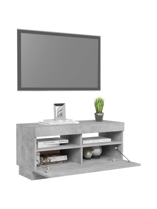 Tv skapītis ar led lampiņām, 80x35x40 cm, betona pelēks