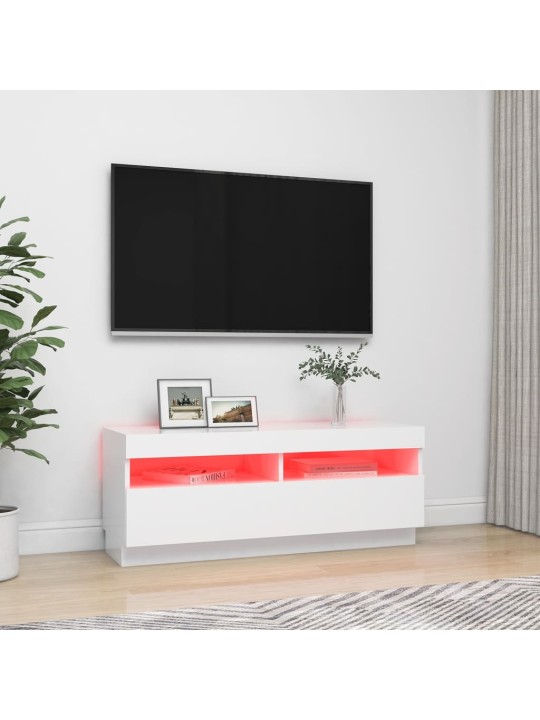 Tv skapītis ar led lampiņām, 100x35x40 cm, balts