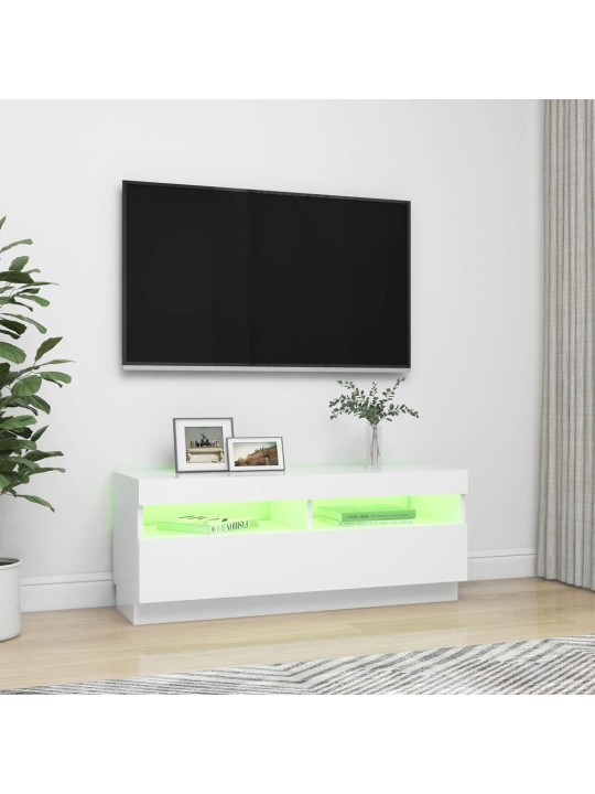 Tv skapītis ar led lampiņām, 100x35x40 cm, balts