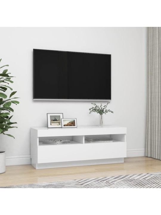 Tv skapītis ar led lampiņām, 100x35x40 cm, balts