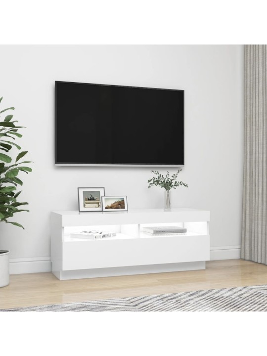 Tv skapītis ar led lampiņām, 100x35x40 cm, balts