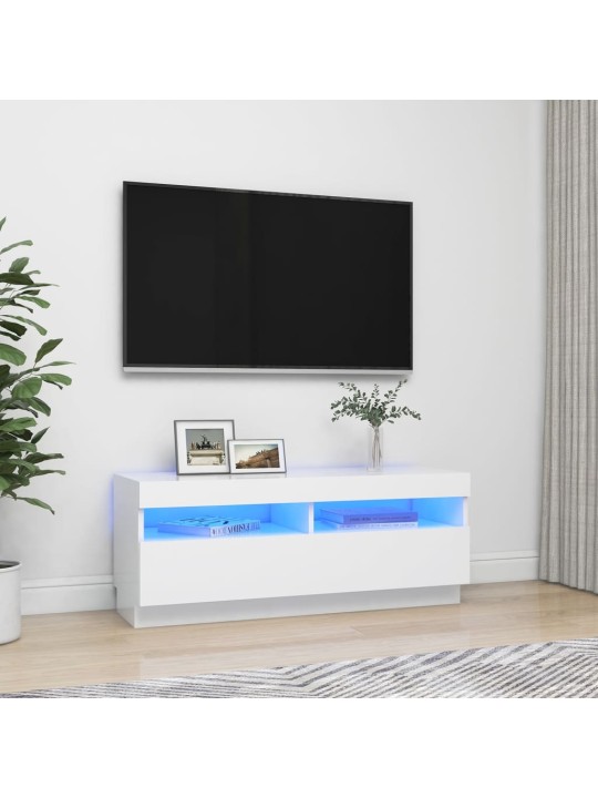 Tv skapītis ar led lampiņām, 100x35x40 cm, balts