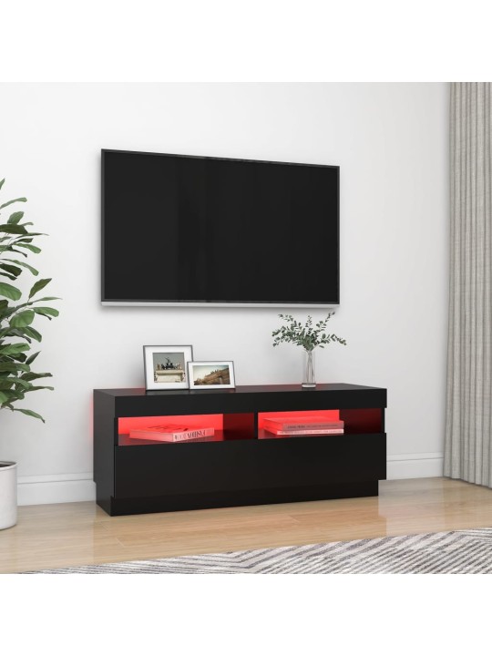 Tv galdiņš ar led lampiņām, melns, 100x35x40 cm