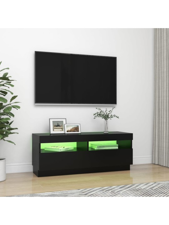Tv galdiņš ar led lampiņām, melns, 100x35x40 cm
