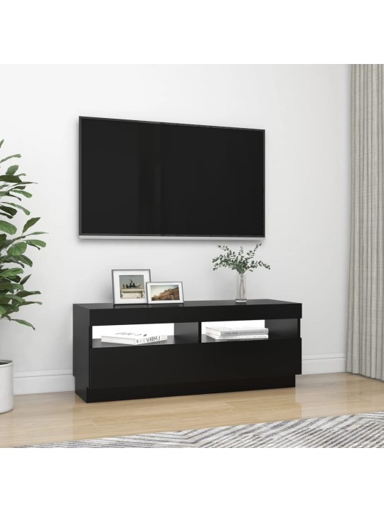 Tv galdiņš ar led lampiņām, melns, 100x35x40 cm