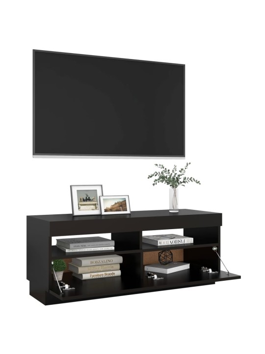 Tv galdiņš ar led lampiņām, melns, 100x35x40 cm