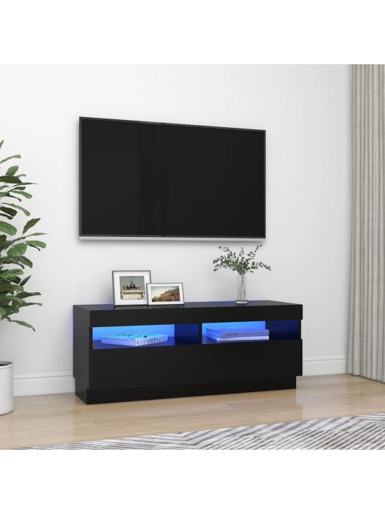 Tv galdiņš ar led lampiņām, melns, 100x35x40 cm