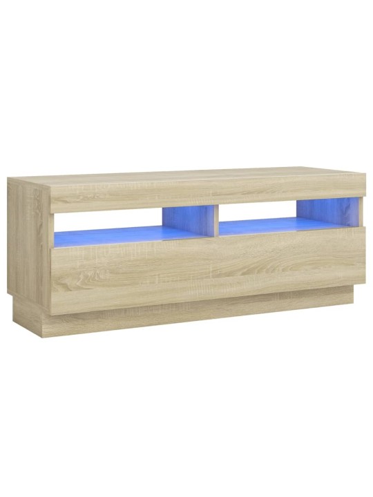 Tv galdiņš ar led lampiņām, ozolkoka krāsa, 100x35x40 cm