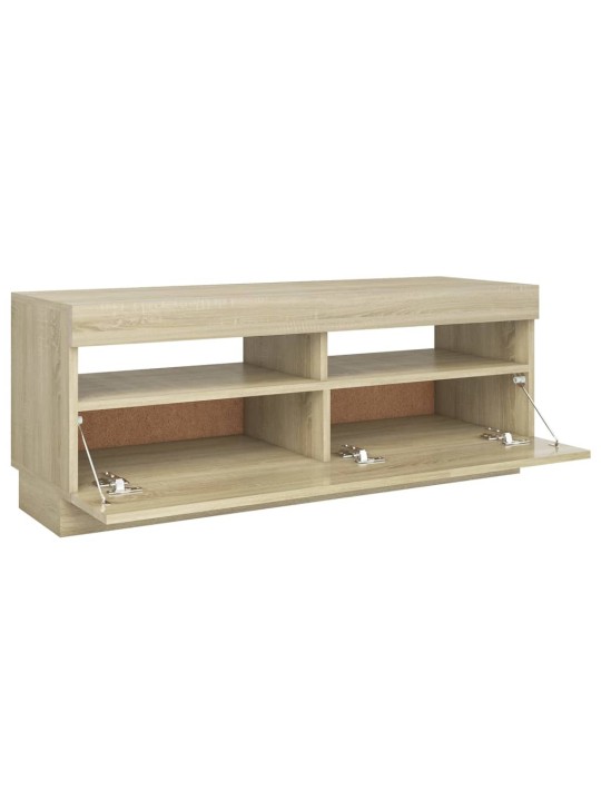 Tv galdiņš ar led lampiņām, ozolkoka krāsa, 100x35x40 cm