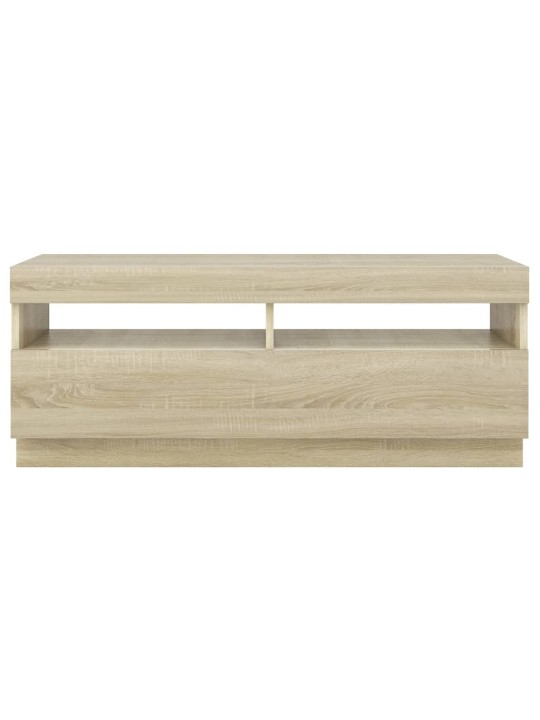 Tv galdiņš ar led lampiņām, ozolkoka krāsa, 100x35x40 cm